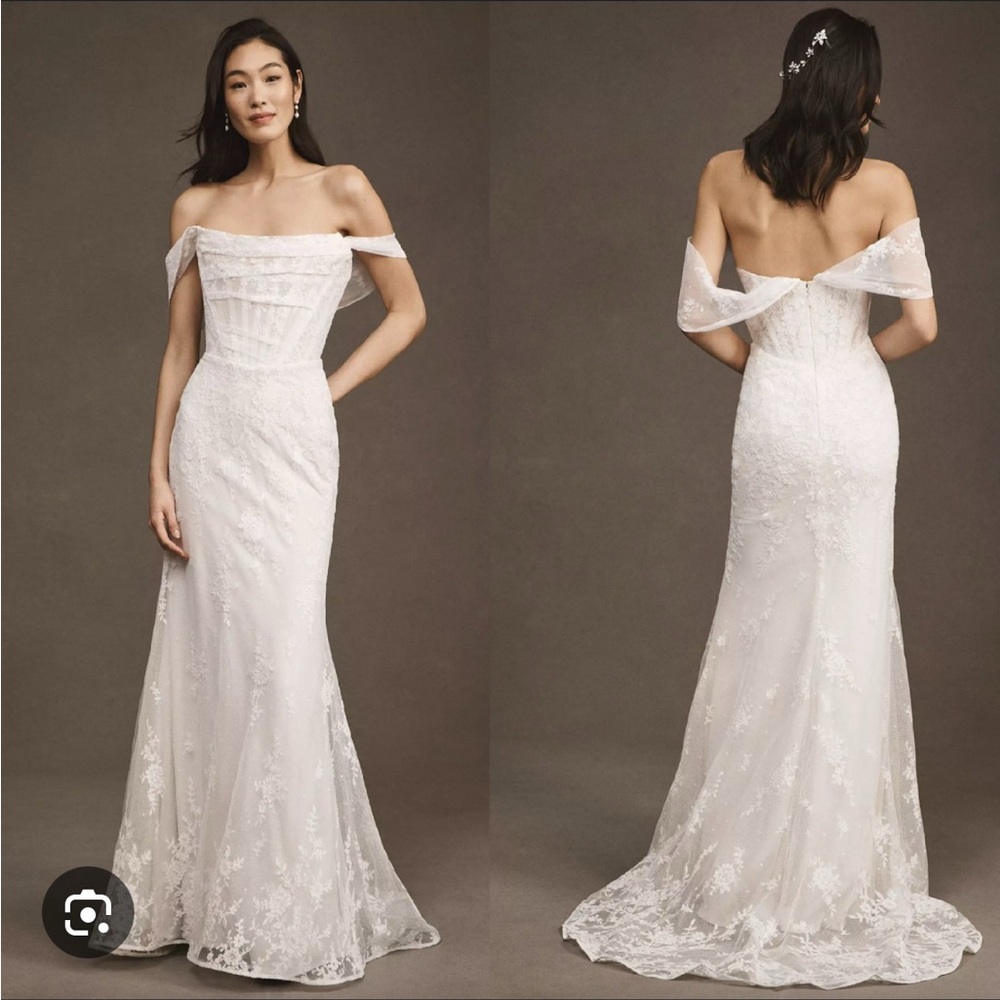 Watters Emilia Strapless Corset White Lace Dress *altered*